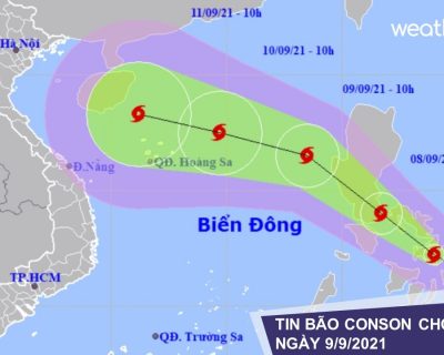 Tin bão Conson ngày 9/9/2021 cho điện gió ngoài khơi: Cảnh báo gió mạnh và sóng lớn Biển Đông ảnh hưởng tới hoạt động trên biển